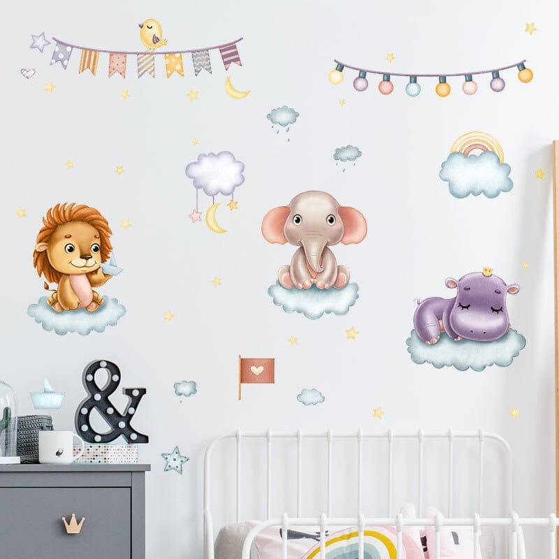 Stickers Chambre Bébé<br>Animaux Cartoon Royaume Manga