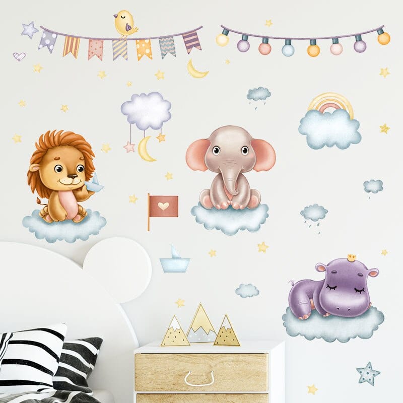 Stickers Chambre Bébé<br>Animaux Cartoon Royaume Manga
