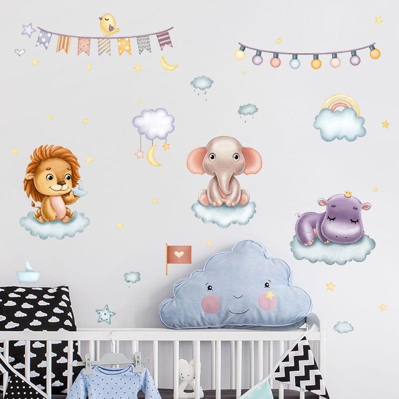 Stickers Chambre Bébé<br>Animaux Cartoon Royaume Manga