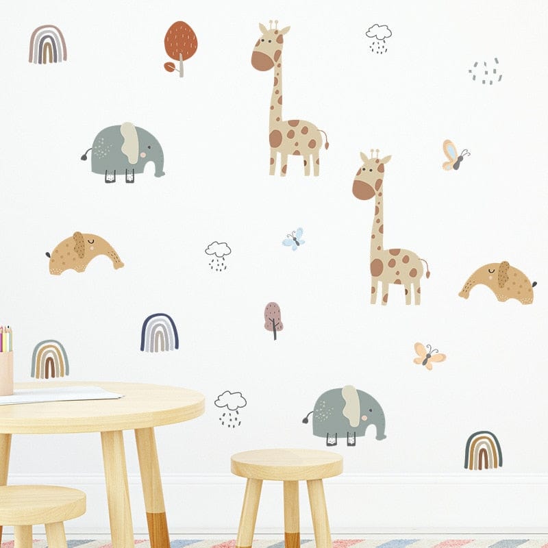 Stickers Chambre Bébé <br> Animaux de la Savane Royaume Manga