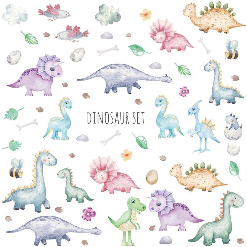 Stickers Chambre Bébé Dinosaure Cartoon Royaume Manga