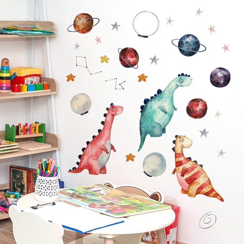 Stickers Chambre Bébé Dinosaures et Planètes Royaume Manga