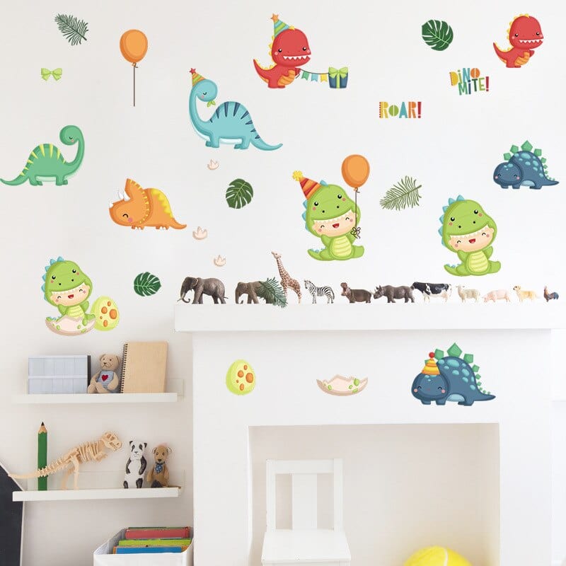 Stickers Chambre Bébé Dinosaures Mignons Royaume Manga
