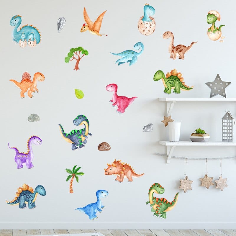 Stickers Chambre Bébé Dinosaures Multicolores Royaume Manga