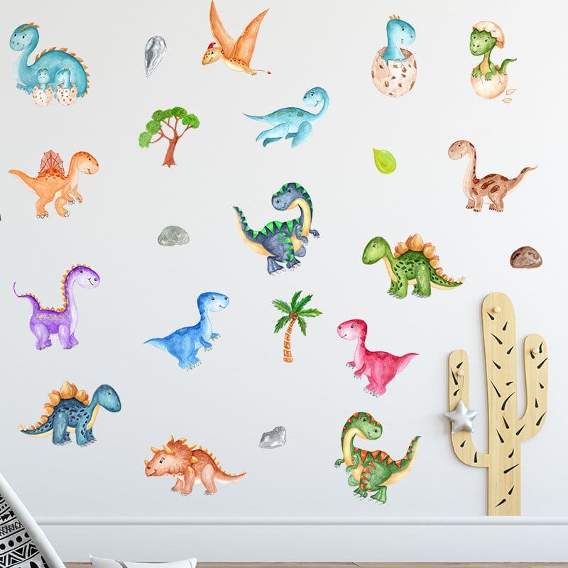 Stickers Chambre Bébé Dinosaures Multicolores Royaume Manga