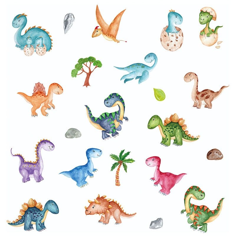 Stickers Chambre Bébé Dinosaures Multicolores Royaume Manga