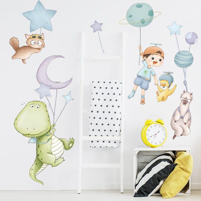 Stickers Chambre Bébé Dinosaures Volants Royaume Manga