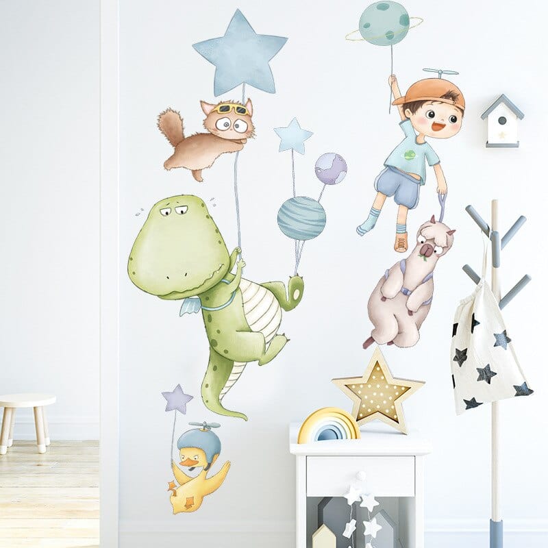 Stickers Chambre Bébé Dinosaures Volants Royaume Manga