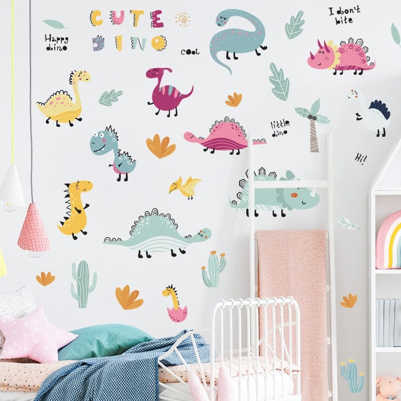 Stickers Chambre Garçon Alphabet et Dinosaures Royaume Manga