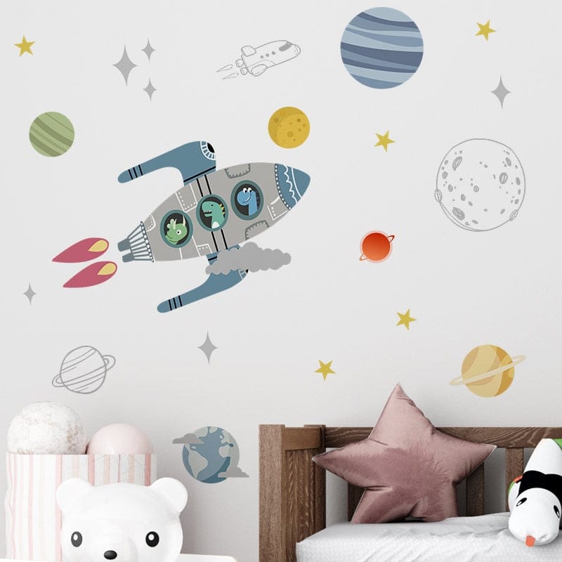 Stickers Chambre Garçon <br>Fusée Spatiale Royaume Manga
