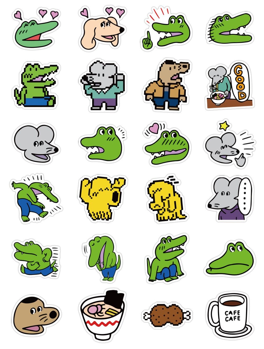 Stickers Kawaii Crocodile <br> (Pack de 80) Royaume Manga