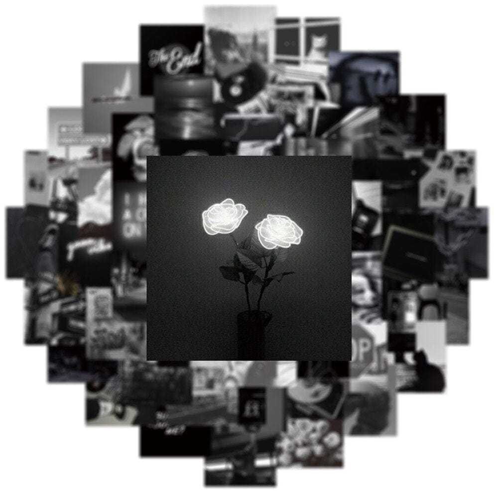 Stickers Noir et Blanc<br> Photos (50 pcs) Royaume Manga