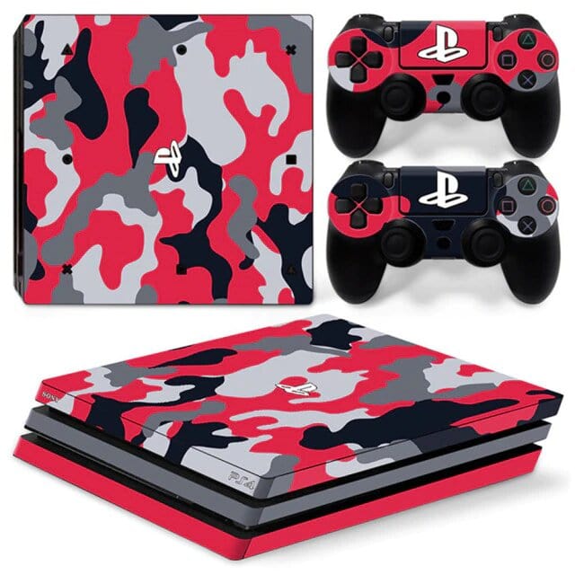 Stickers PS4 Pro Camouflage Rouge Royaume Manga