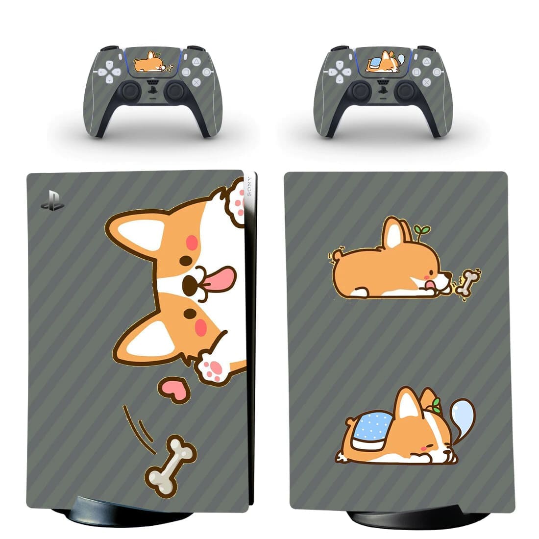 Stickers PS5 Digital<br> Corgi Gris Royaume Manga