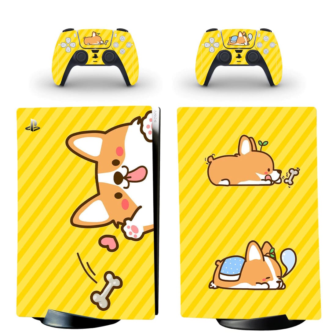 Stickers PS5 Digital<br> Corgi Jaune Royaume Manga