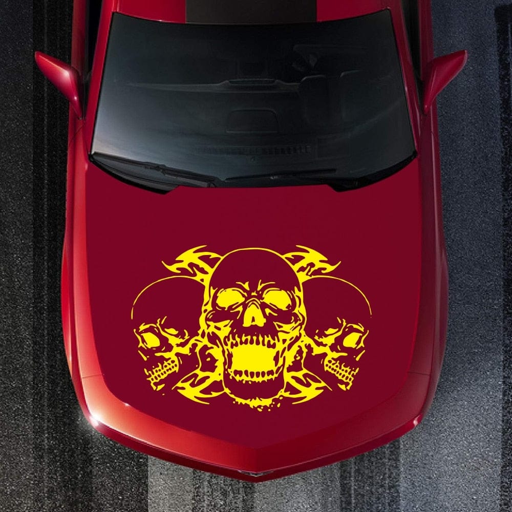 Autocollant Voiture Têtes de Mort Royaume Manga Jaune