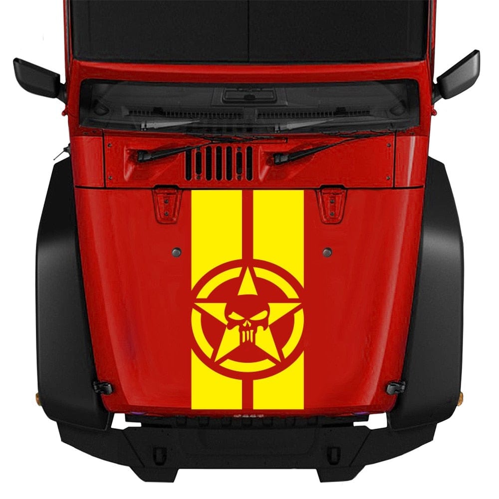 Stickers Capot Voiture Tête de Mort Royaume Manga Jaune