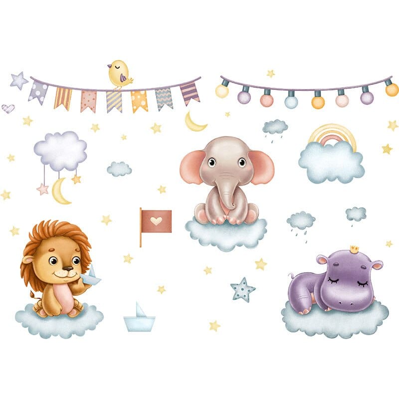 Stickers Chambre Bébé<br>Animaux Cartoon Royaume Manga