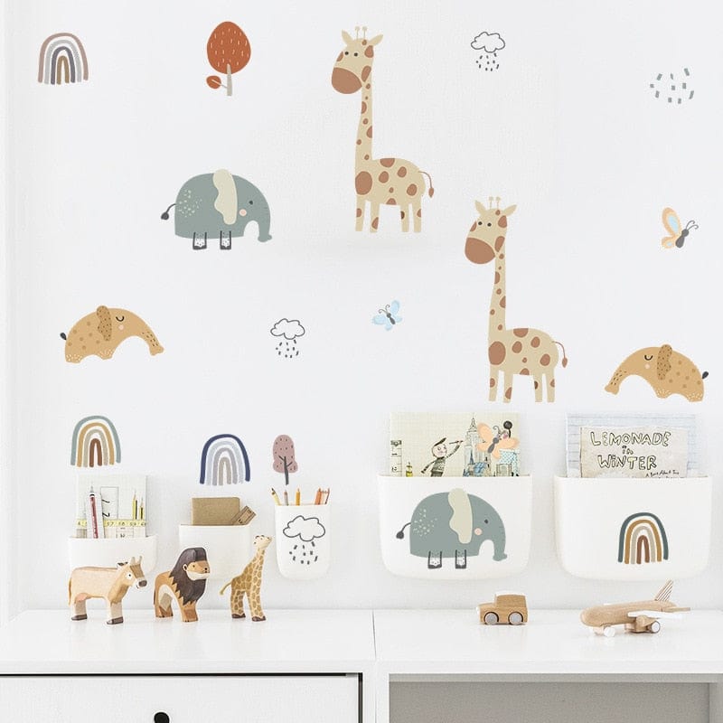 Stickers Chambre Bébé <br> Animaux de la Savane Royaume Manga