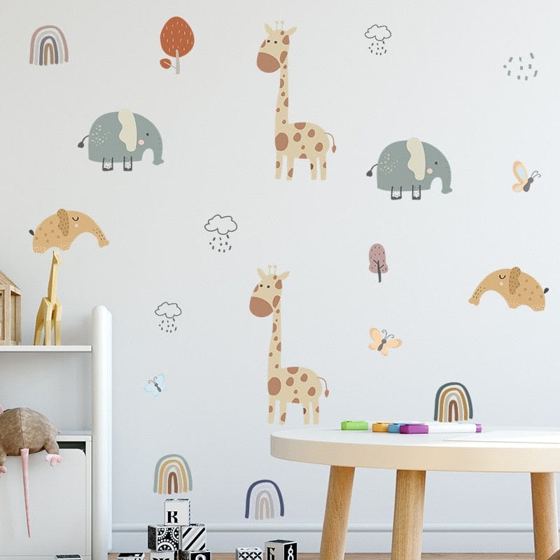 Stickers Chambre Bébé <br> Animaux de la Savane Royaume Manga