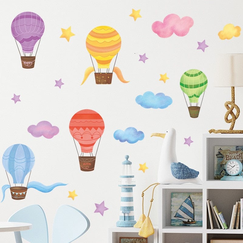 Stickers Chambre Bébé <br> Montgolfières Royaume Manga