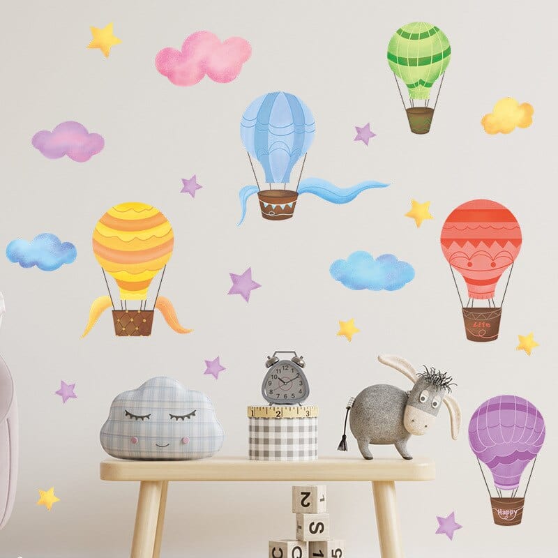 Stickers Chambre Bébé <br> Montgolfières Royaume Manga