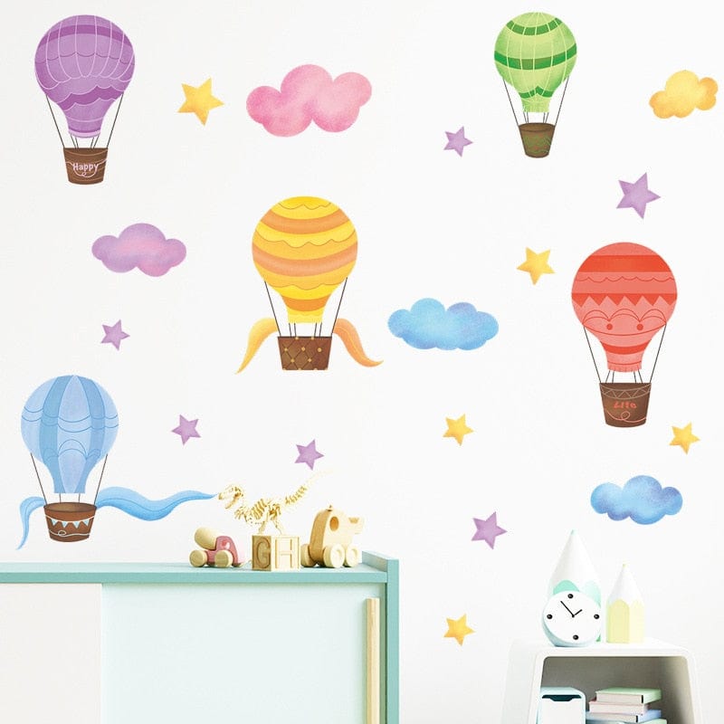 Stickers Chambre Bébé <br> Montgolfières Royaume Manga
