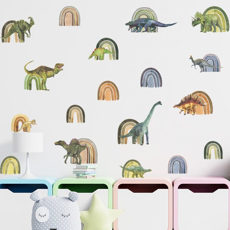 Stickers Chambre Bébé Dinosaure Arc en Ciel Royaume Manga
