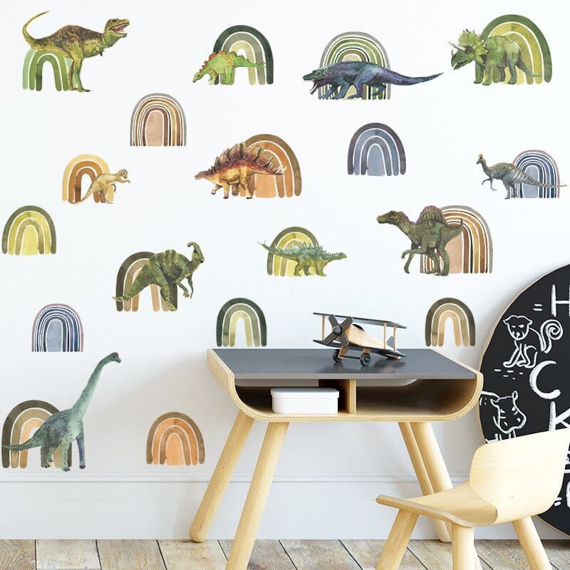 Stickers Chambre Bébé Dinosaure Arc en Ciel Royaume Manga