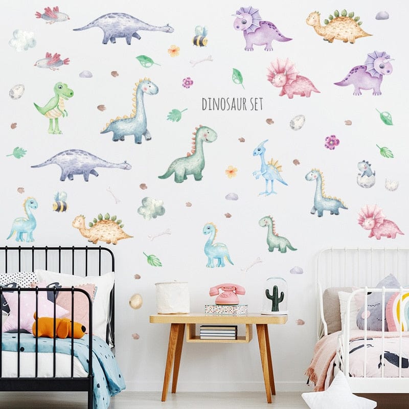 Stickers Chambre Bébé Dinosaure Cartoon Royaume Manga