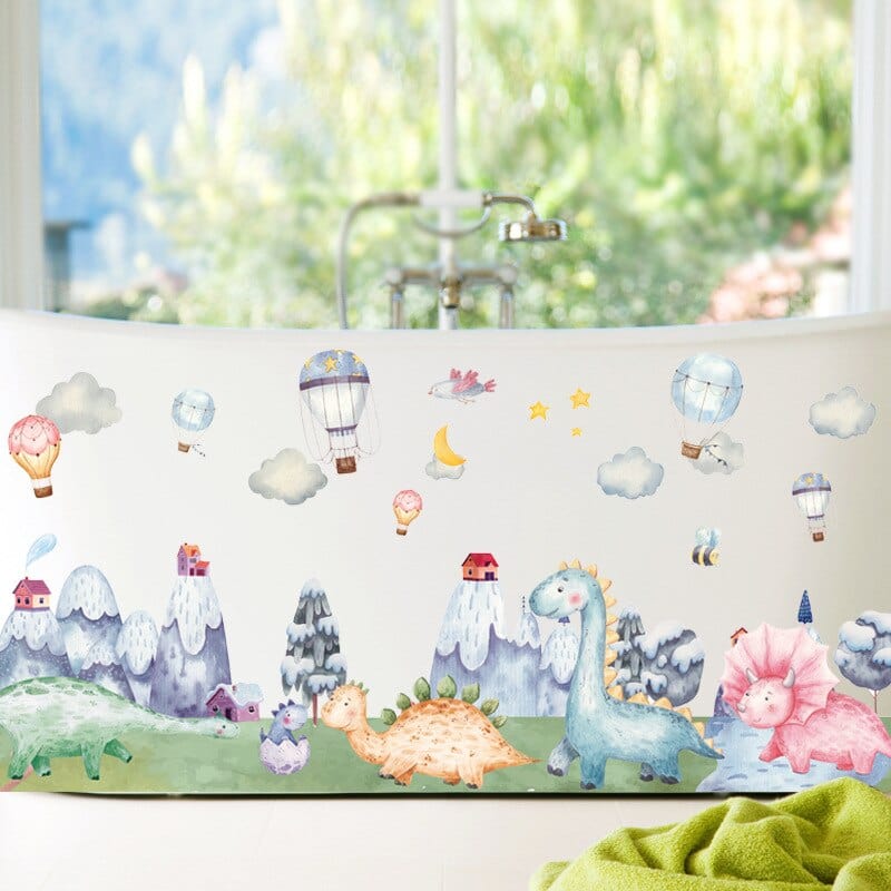 Stickers Chambre Bébé Dinosaure et Montagnes Royaume Manga