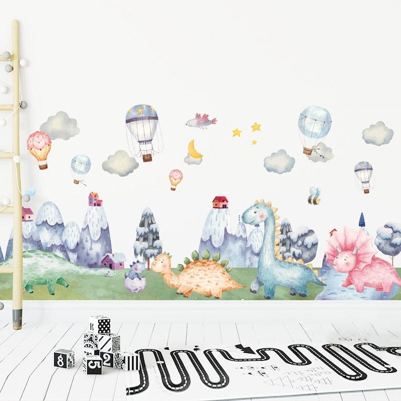 Stickers Chambre Bébé Dinosaure et Montagnes Royaume Manga