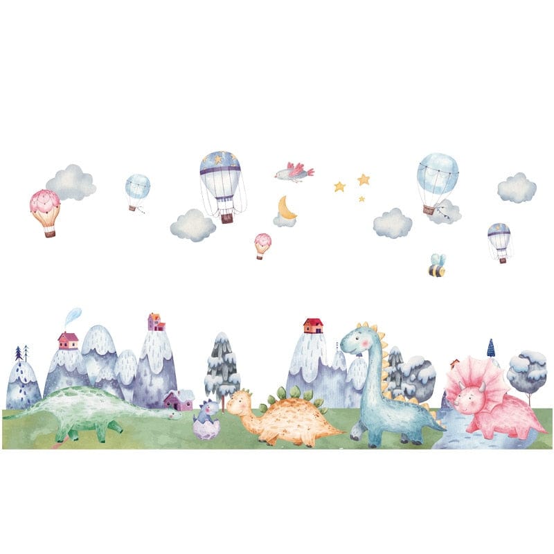 Stickers Chambre Bébé Dinosaure et Montagnes Royaume Manga