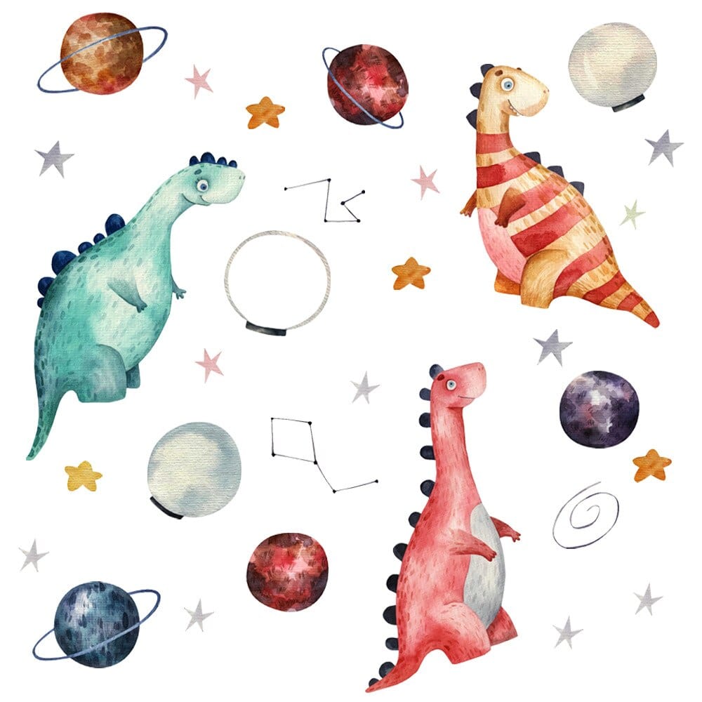 Stickers Chambre Bébé Dinosaures et Planètes Royaume Manga