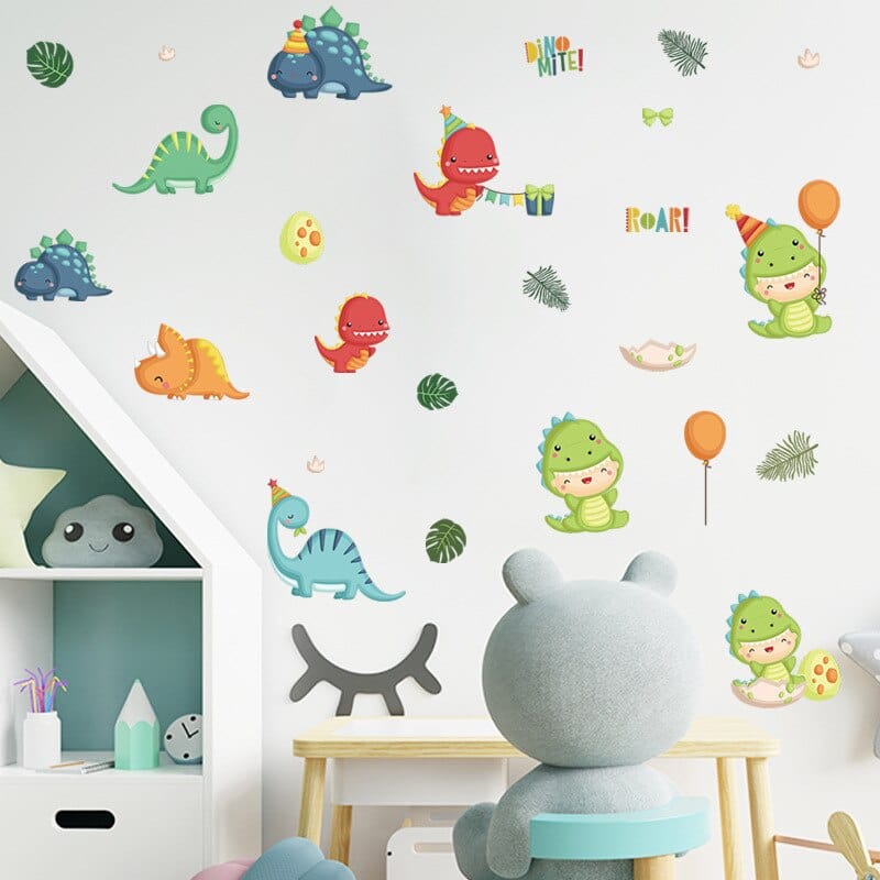 Stickers Chambre Bébé Dinosaures Mignons Royaume Manga