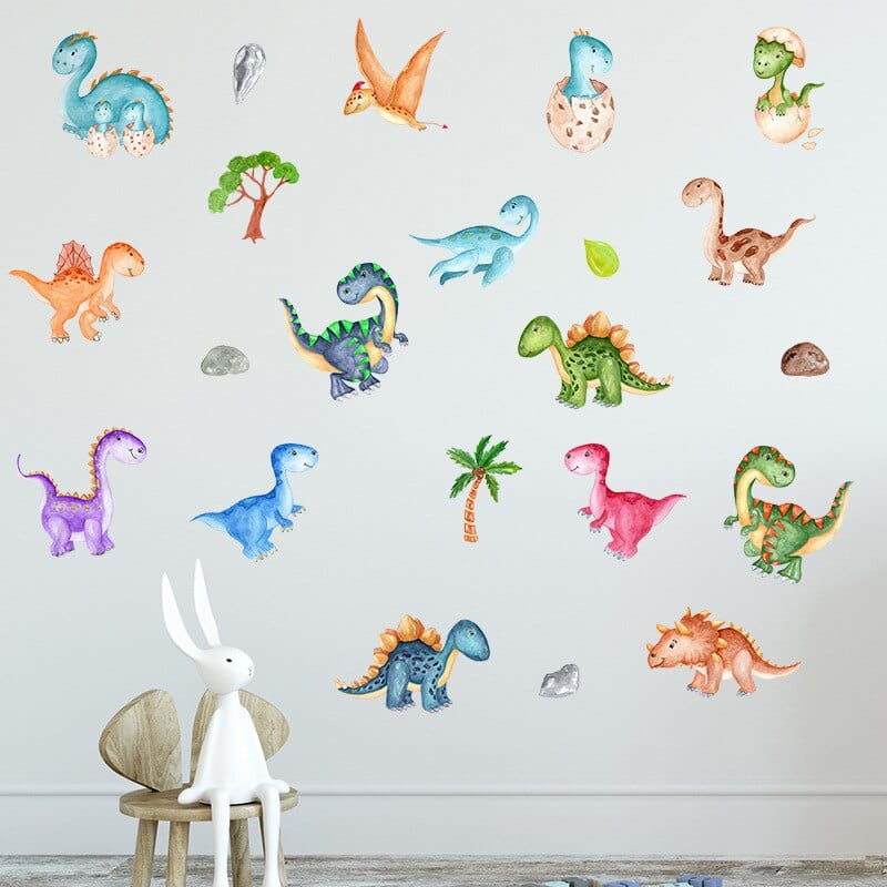 Stickers Chambre Bébé Dinosaures Multicolores Royaume Manga