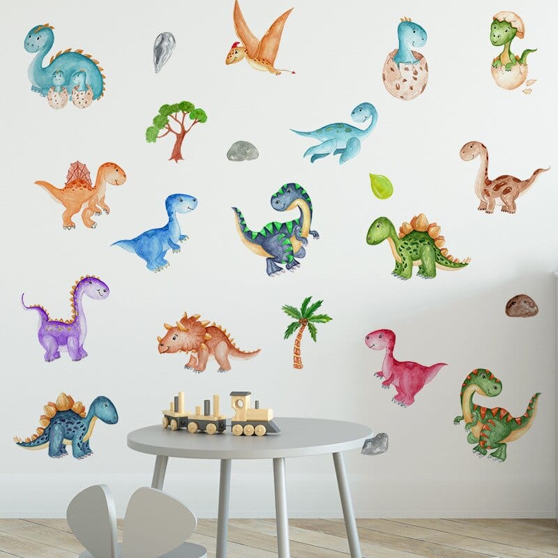 Stickers Chambre Bébé Dinosaures Multicolores Royaume Manga