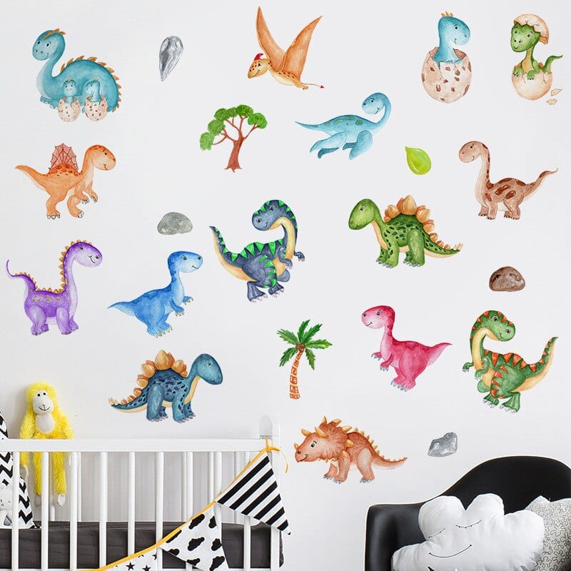 Stickers Chambre Bébé Dinosaures Multicolores Royaume Manga
