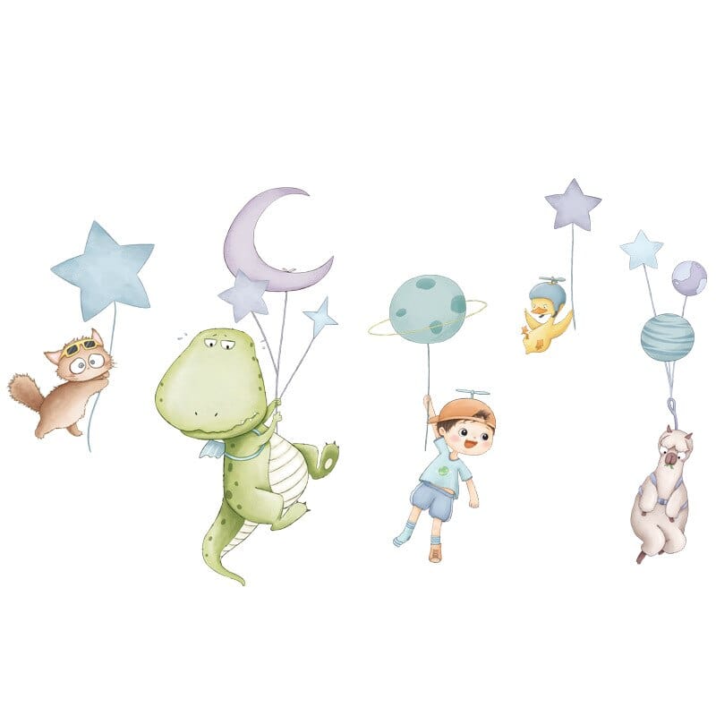 Stickers Chambre Bébé Dinosaures Volants Royaume Manga