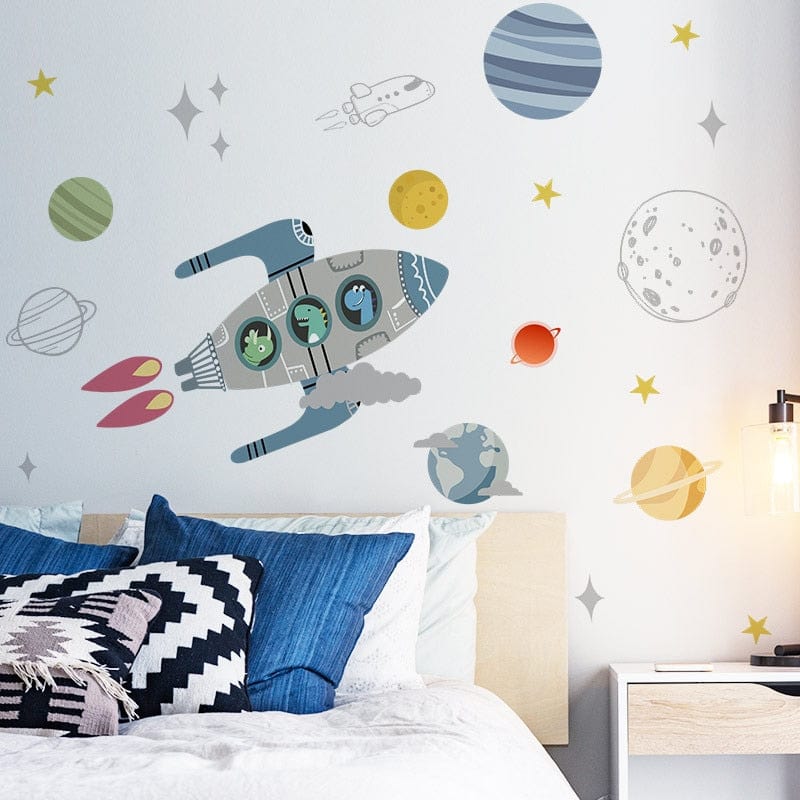 Stickers Chambre Garçon <br>Fusée Spatiale Royaume Manga