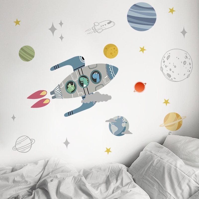 Stickers Chambre Garçon <br>Fusée Spatiale Royaume Manga