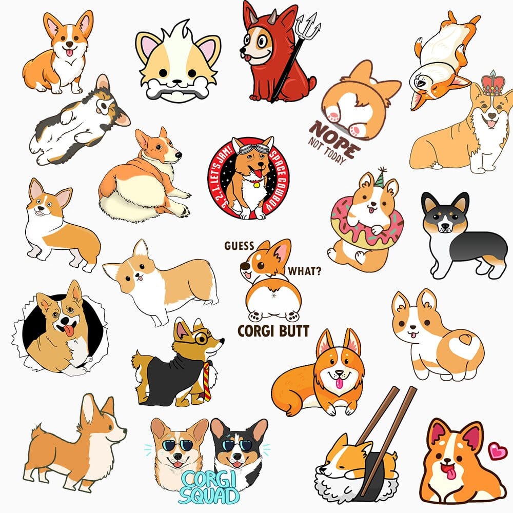 Stickers Chien Corgi Royaume Manga