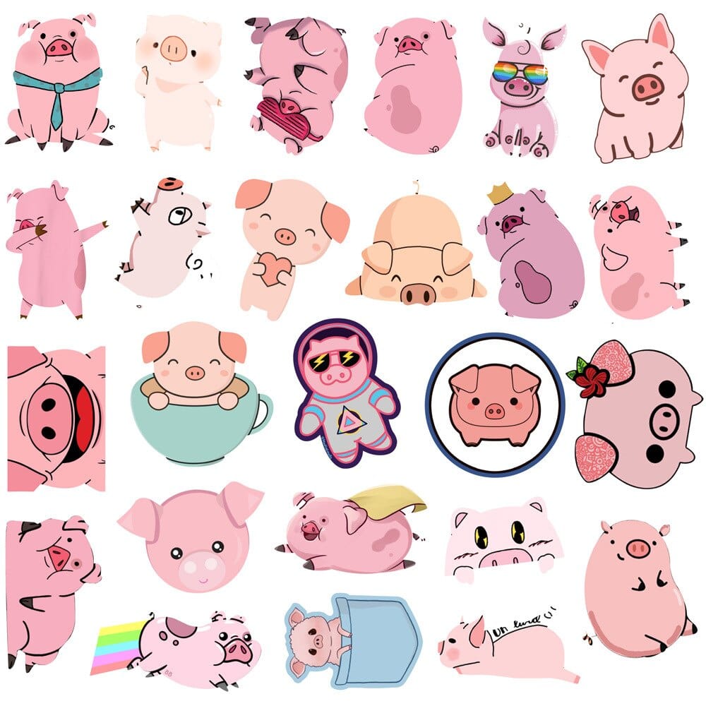 Stickers Kawaii Cochons Royaume Manga