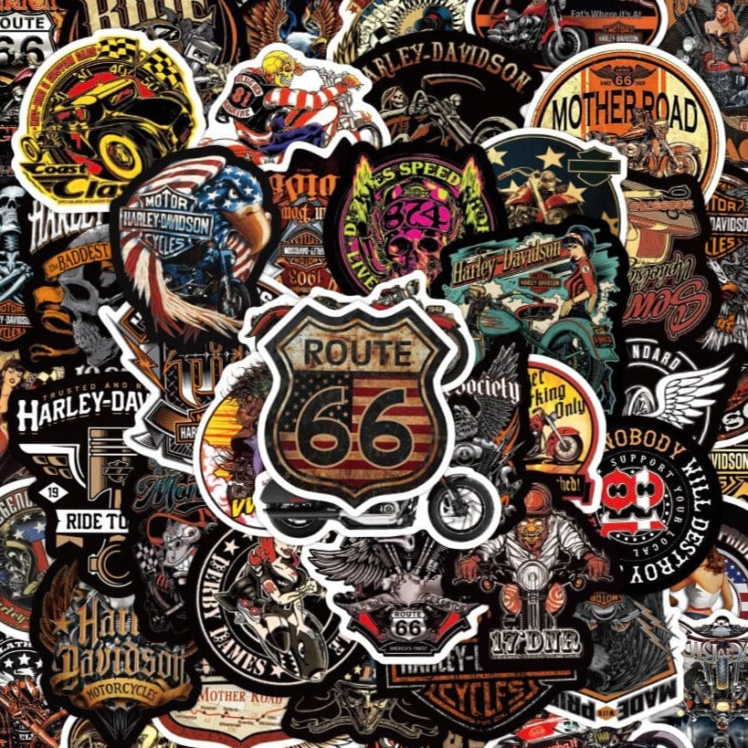 Stickers Moto Vintage<br> (50 pcs) Royaume Manga