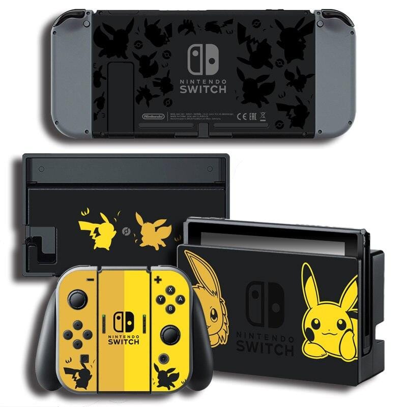 Stickers Nintendo Switch Pikachu Noir Édition Royaume Manga