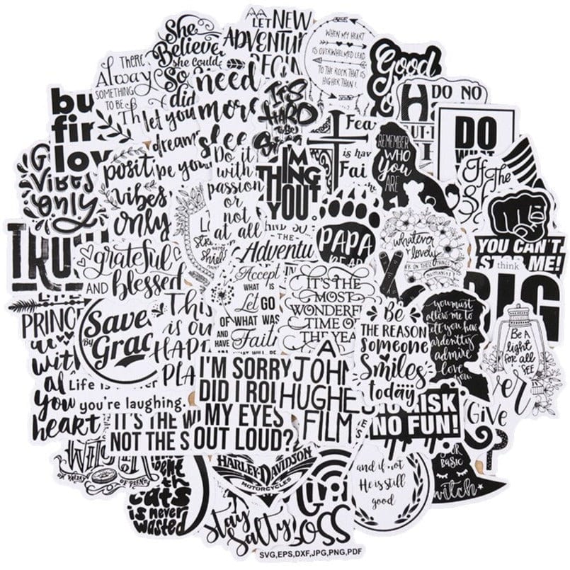 Stickers Noir et Blanc<br> Citations (50 pcs) Royaume Manga