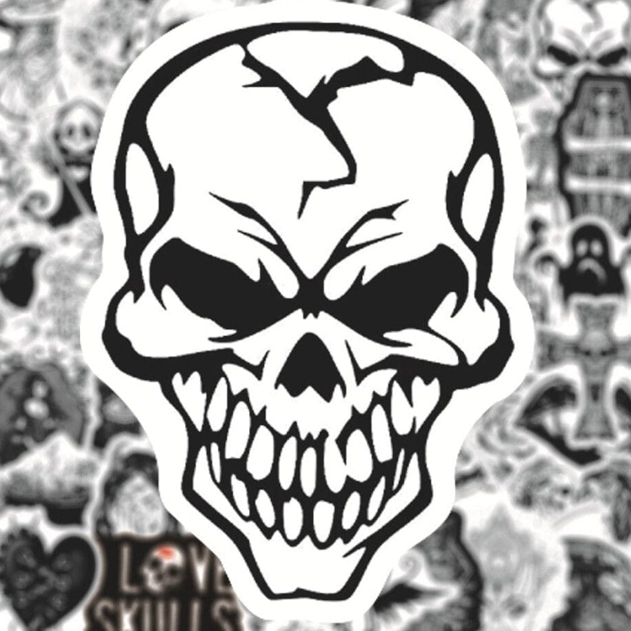 Stickers Noir et Blanc<br> Skull (50 pcs) Royaume Manga