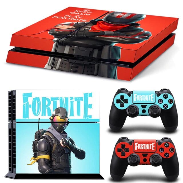 Stickers PS4 Fortnite Rouge et Bleu Royaume Manga